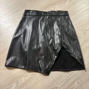 Black Faux Leather Mini Skirt
